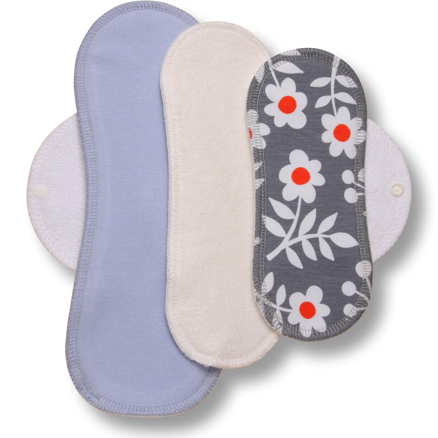Reusable Cloth Menstrual Pads for Period with Wings; Washable Sanitary Towels for Women, Girls and Teens, Organic Cotton or Bamboo Feminine Liners MADE IN EU; for light and heavy flow, incontinence