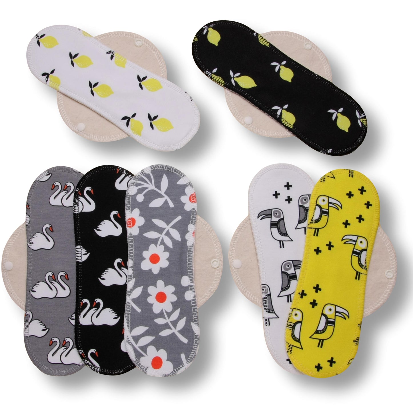 Racman Reusable Cloth Panty Liners with Wings; Thin Washable Daily Pads for Women, Girls and Teens, Organic Cotton or Bamboo Feminine Liners for Normal Vaginal Discharge MADE IN EU; NOT for Menstrual Period; also proudly manufactured under other trusted brand names like Natissy