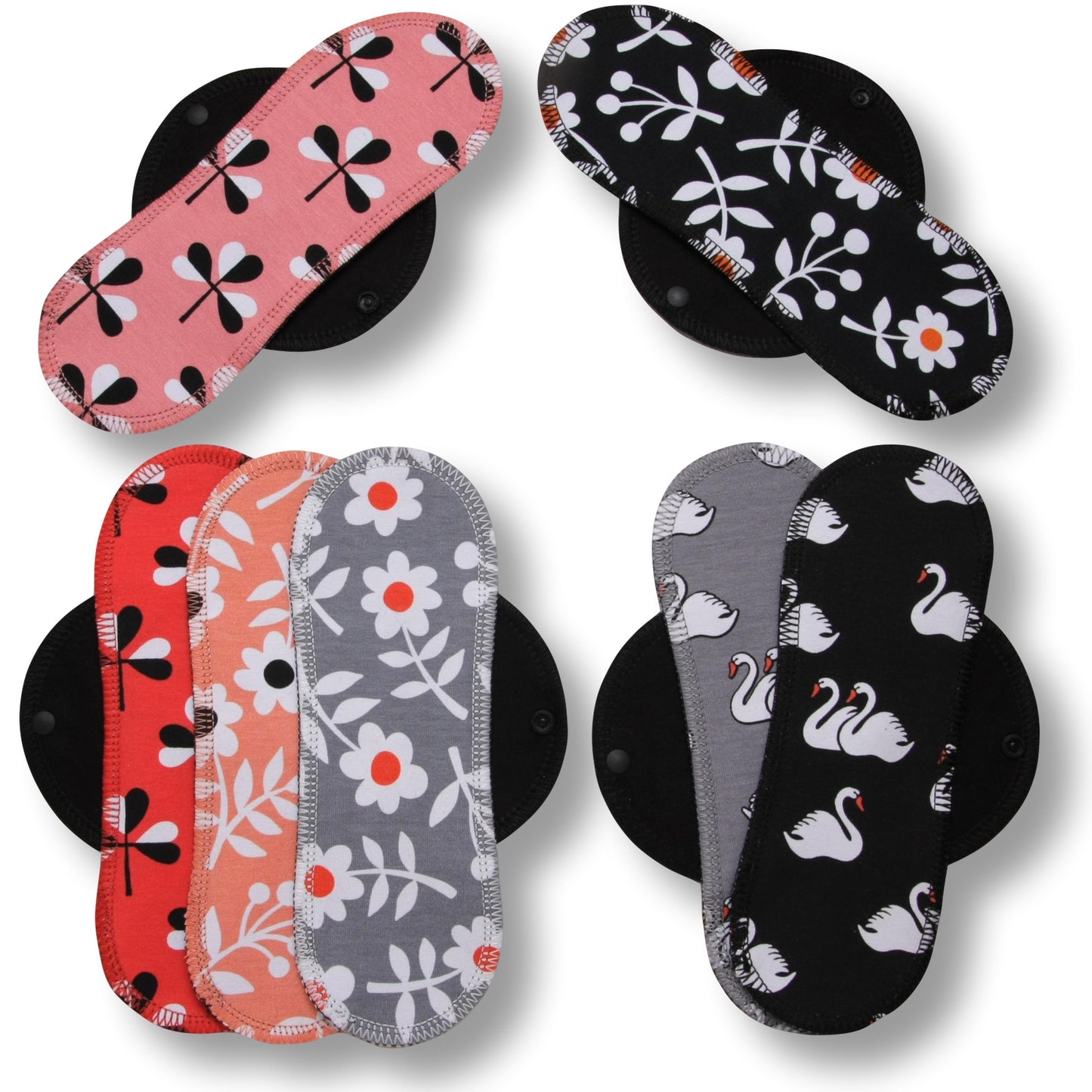 Racman Reusable Cloth Panty Liners with Wings; Thin Washable Daily Pads for Women, Girls and Teens, Organic Cotton or Bamboo Feminine Liners for Normal Vaginal Discharge MADE IN EU; NOT for Menstrual Period; also proudly manufactured under other trusted brand names like Natissy