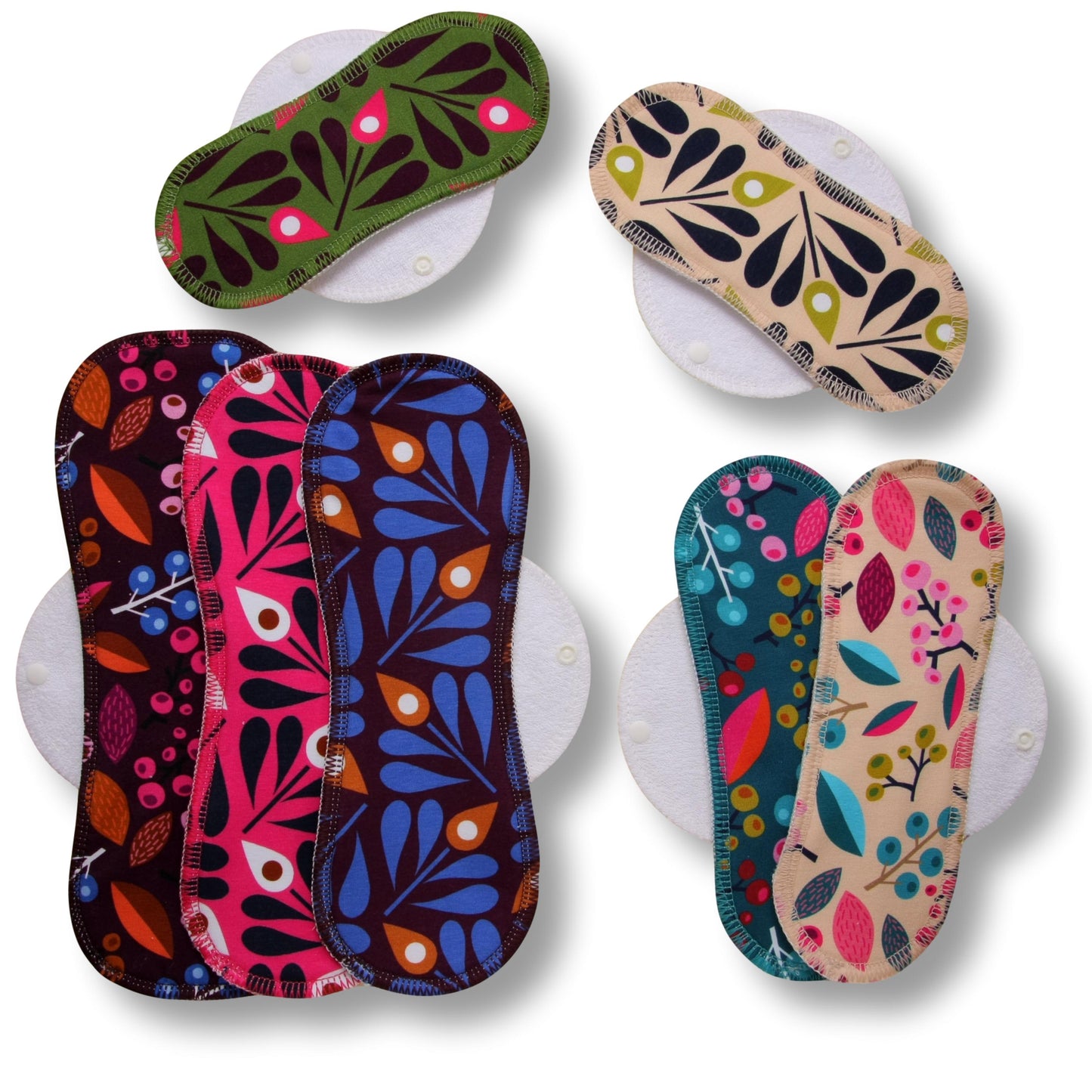 Racman Reusable Cloth Menstrual Pads for Period with Wings; Washable Sanitary Towels for Women, Girls and Teens, Organic Cotton or Bamboo Feminine Liners MADE IN EU; for light and heavy flow, incontinence; also proudly manufactured under other trusted brand names like Natissy
