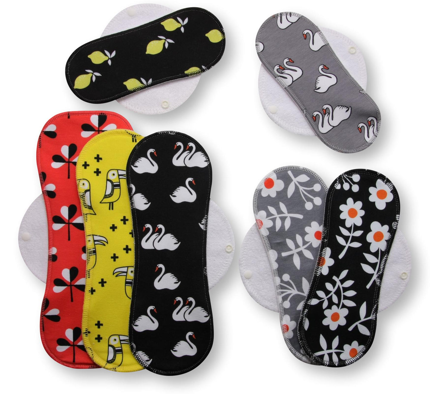 Racman Reusable Cloth Menstrual Pads for Period with Wings; Washable Sanitary Towels for Women, Girls and Teens, Organic Cotton or Bamboo Feminine Liners MADE IN EU; for light and heavy flow, incontinence; also proudly manufactured under other trusted brand names like Natissy