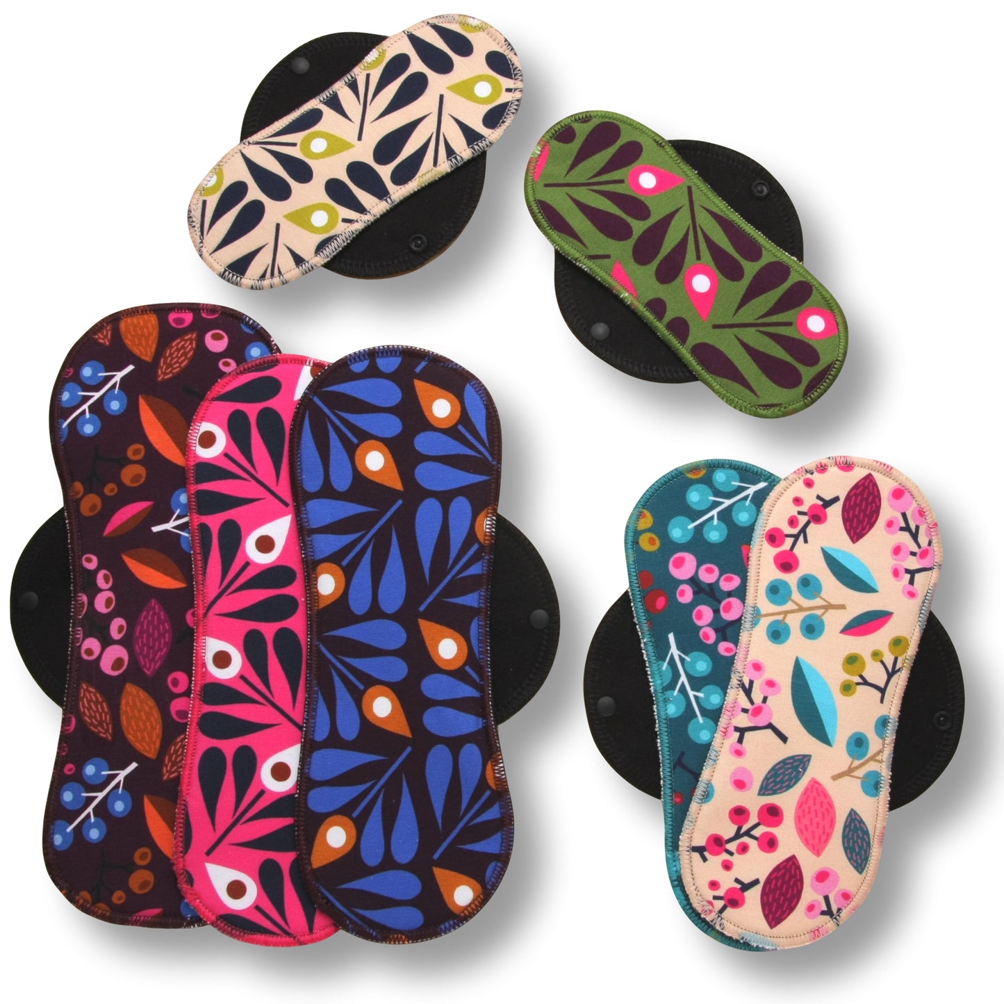 Racman Reusable Cloth Menstrual Pads for Period with Wings; Washable Sanitary Towels for Women, Girls and Teens, Organic Cotton or Bamboo Feminine Liners MADE IN EU; for light and heavy flow, incontinence; also proudly manufactured under other trusted brand names like Natissy