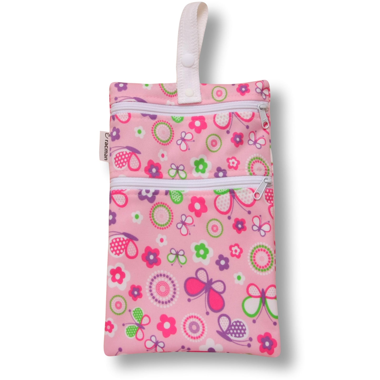 Washable Sanitary Waterproof Wet Bag with Strap for Discreetly Storing Clean and Used Reusable Cloth Menstrual Period Pads for Women and Washable Feminine Daily Panty Liners for Vaginal Discharge