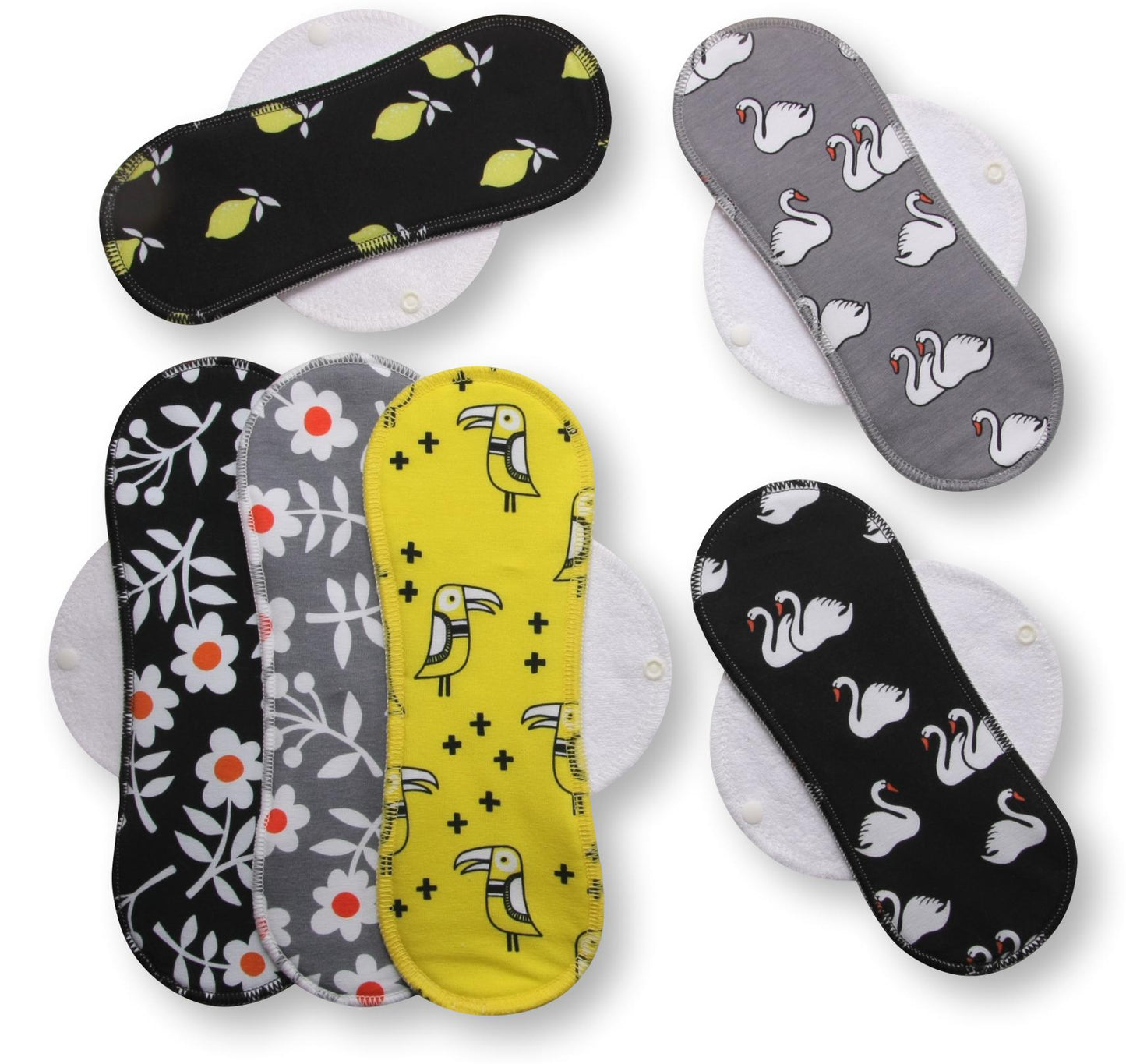 Racman Reusable Cloth Menstrual Pads for Period with Wings; Washable Sanitary Towels for Women, Girls and Teens, Organic Cotton or Bamboo Feminine Liners MADE IN EU; for light and heavy flow, incontinence; also proudly manufactured under other trusted brand names like Natissy