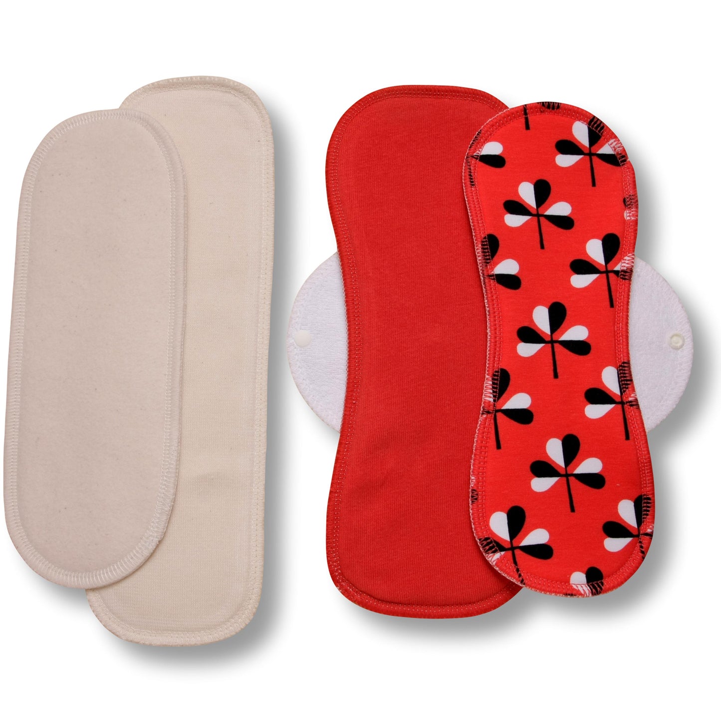 Racman Reusable Cloth Menstrual Pads for Period with Wings; Washable Sanitary Towels for Women, Girls and Teens, Organic Cotton or Bamboo Feminine Liners MADE IN EU; for light and heavy flow, incontinence; also proudly manufactured under other trusted brand names like Natissy