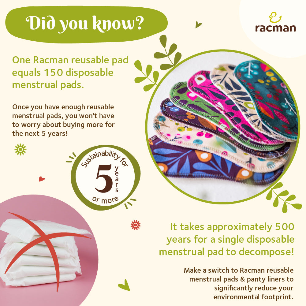 Reusable Cloth Menstrual Pads for Period with Wings; Washable Sanitary Towels for Women, Girls and Teens, Organic Cotton or Bamboo Feminine Liners MADE IN EU; for light and heavy flow, incontinence
