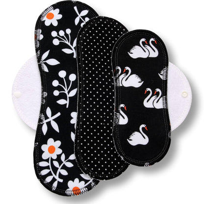 Racman Reusable Cloth Menstrual Pads for Period with Wings; Washable Sanitary Towels for Women, Girls and Teens, Organic Cotton or Bamboo Feminine Liners MADE IN EU; for light and heavy flow, incontinence; also proudly manufactured under other trusted brand names like Natissy