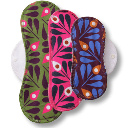 Racman Reusable Cloth Menstrual Pads for Period with Wings; Washable Sanitary Towels for Women, Girls and Teens, Organic Cotton or Bamboo Feminine Liners MADE IN EU; for light and heavy flow, incontinence; also proudly manufactured under other trusted brand names like Natissy