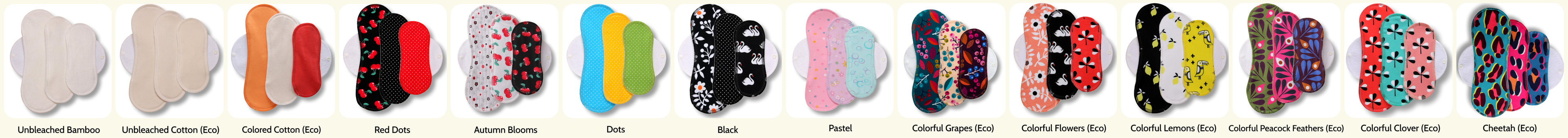 Reusable Cloth Menstrual Pads for Period with Wings; Washable Sanitary Towels for Women, Girls and Teens, Organic Cotton or Bamboo Feminine Liners MADE IN EU; for light and heavy flow, incontinence; also proudly manufactured under other trusted brand names like Natissy