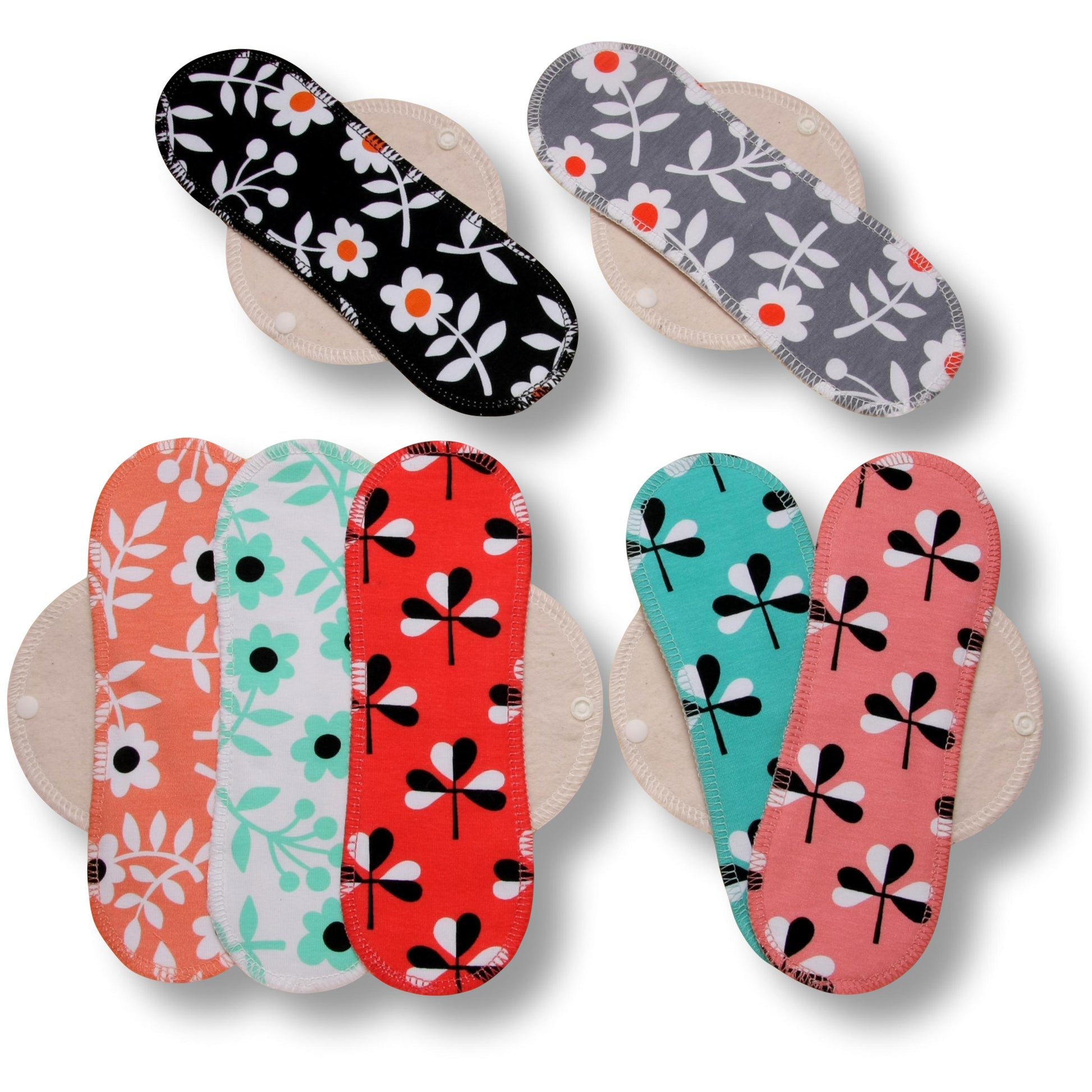 Racman Reusable Cloth Panty Liners with Wings; Thin Washable Daily Pads for Women, Girls and Teens, Organic Cotton or Bamboo Feminine Liners for Normal Vaginal Discharge MADE IN EU; NOT for Menstrual Period; also proudly manufactured under other trusted brand names like Natissy