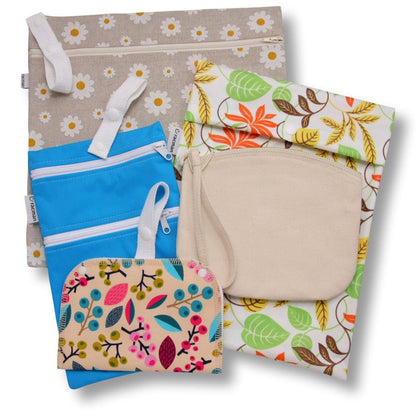 Washable Sanitary Organic Cotton Storage Bag for Discreetly Storing Reusable Cloth Menstrual Period Pads for Women and Washable Feminine Daily Panty Liners for Vaginal Discharge when not in use  