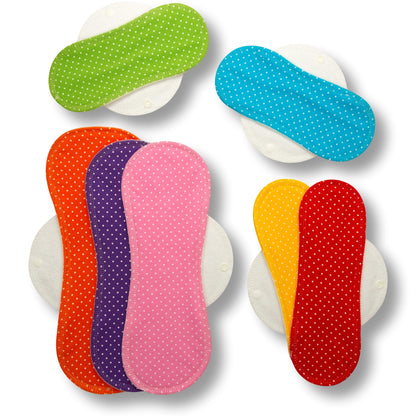 Racman Reusable Cloth Menstrual Pads for Period with Wings; Washable Sanitary Towels for Women, Girls and Teens, Organic Cotton or Bamboo Feminine Liners MADE IN EU; for light and heavy flow, incontinence; also proudly manufactured under other trusted brand names like Natissy