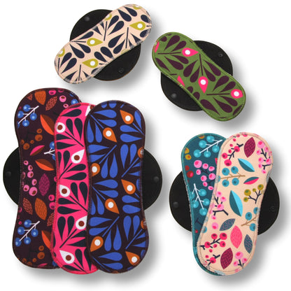 Racman Reusable Cloth Menstrual Pads for Period with Wings; Washable Sanitary Towels for Women, Girls and Teens, Organic Cotton or Bamboo Feminine Liners MADE IN EU; for light and heavy flow, incontinence; also proudly manufactured under other trusted brand names like Natissy