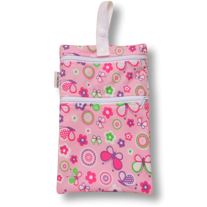 Washable Sanitary Waterproof Wet Bag with Strap for Discreetly Storing Clean and Used Reusable Cloth Menstrual Period Pads for Women and Washable Feminine Daily Panty Liners for Vaginal Discharge  