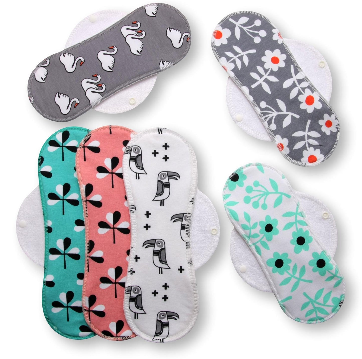 Racman Reusable Cloth Menstrual Pads for Period with Wings; Washable Sanitary Towels for Women, Girls and Teens, Organic Cotton or Bamboo Feminine Liners MADE IN EU; for light and heavy flow, incontinence; also proudly manufactured under other trusted brand names like Natissy