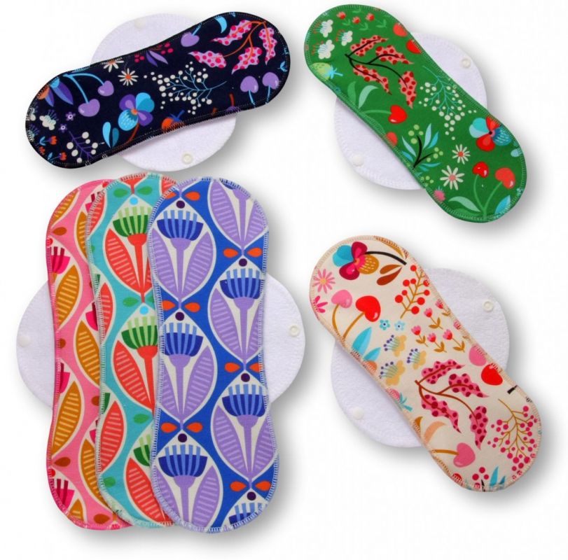 Racman Reusable Cloth Menstrual Pads for Period with Wings; Washable Sanitary Towels for Women, Girls and Teens, Organic Cotton or Bamboo Feminine Liners MADE IN EU; for light and heavy flow, incontinence; also proudly manufactured under other trusted brand names like Natissy