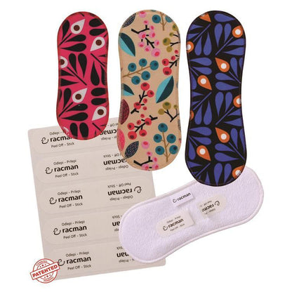 Wingless Reusable Cloth Menstrual Pads for Period with Adhesive Stickers; Wingless Washable Sanitary Towels for Women, Girls and Teens, Organic Cotton or Bamboo Feminine Liners MADE IN EU; for light and heavy flow, incontinence