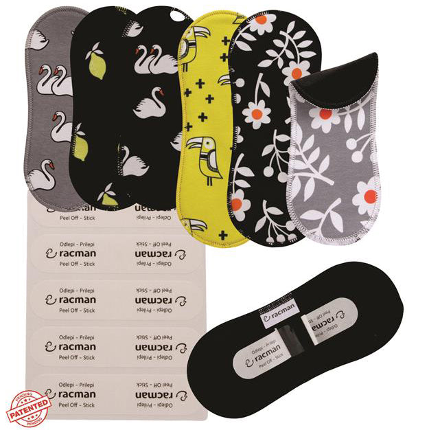 Wingless Reusable Cloth Menstrual Pads for Period with Adhesive Stickers; Wingless Washable Sanitary Towels for Women, Girls and Teens, Organic Cotton or Bamboo Feminine Liners MADE IN EU; for light and heavy flow, incontinence