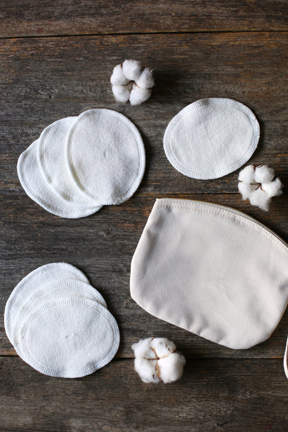Washable Sanitary Organic Cotton Storage Bag for Discreetly Storing Reusable Cloth Menstrual Period Pads for Women and Washable Feminine Daily Panty Liners for Vaginal Discharge when not in use  