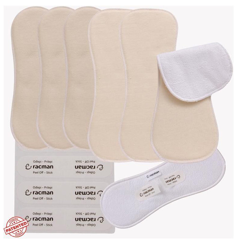 Wingless Reusable Cloth Menstrual Pads for Period with Adhesive Stickers; Wingless Washable Sanitary Towels for Women, Girls and Teens, Organic Cotton or Bamboo Feminine Liners MADE IN EU; for light and heavy flow, incontinence