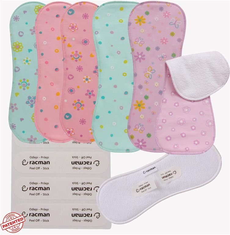 Wingless Reusable Cloth Menstrual Pads for Period with Adhesive Stickers; Wingless Washable Sanitary Towels for Women, Girls and Teens, Organic Cotton or Bamboo Feminine Liners MADE IN EU; for light and heavy flow, incontinence
