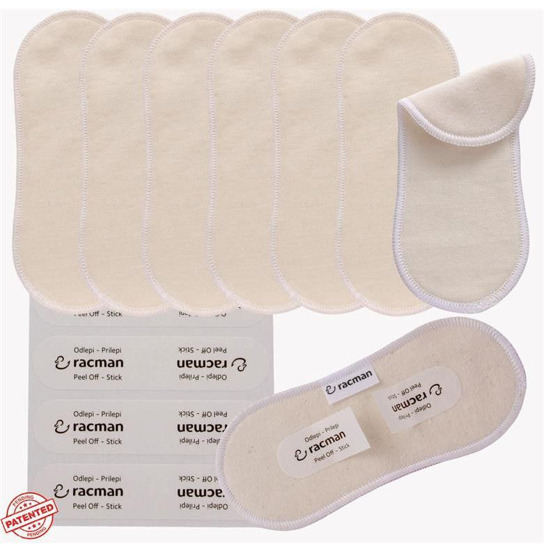 Wingless Reusable Cloth Panty Liners with Adhesive Stickers; Wingless Thin Washable Daily Pads for Women, Girls and Teens, Organic Cotton or Bamboo Feminine Liners for Normal Vaginal Discharge MADE IN EU; NOT for Menstrual Period