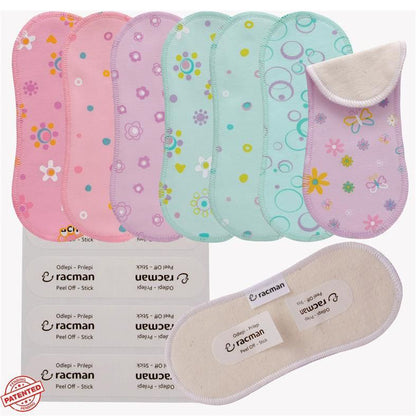 Wingless Reusable Cloth Panty Liners with Adhesive Stickers; Wingless Thin Washable Daily Pads for Women, Girls and Teens, Organic Cotton or Bamboo Feminine Liners for Normal Vaginal Discharge MADE IN EU; NOT for Menstrual Period