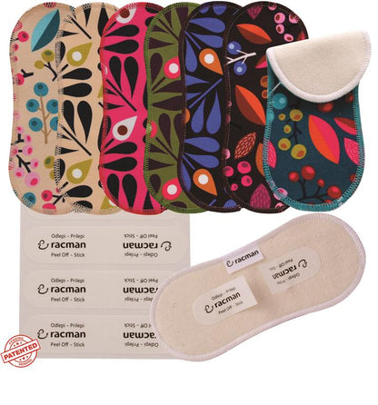 Wingless Reusable Cloth Panty Liners with Adhesive Stickers; Wingless Thin Washable Daily Pads for Women, Girls and Teens, Organic Cotton or Bamboo Feminine Liners for Normal Vaginal Discharge MADE IN EU; NOT for Menstrual Period