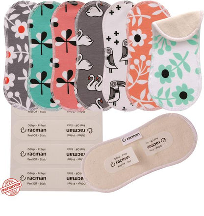 Wingless Reusable Cloth Panty Liners with Adhesive Stickers; Wingless Thin Washable Daily Pads for Women, Girls and Teens, Organic Cotton or Bamboo Feminine Liners for Normal Vaginal Discharge MADE IN EU; NOT for Menstrual Period