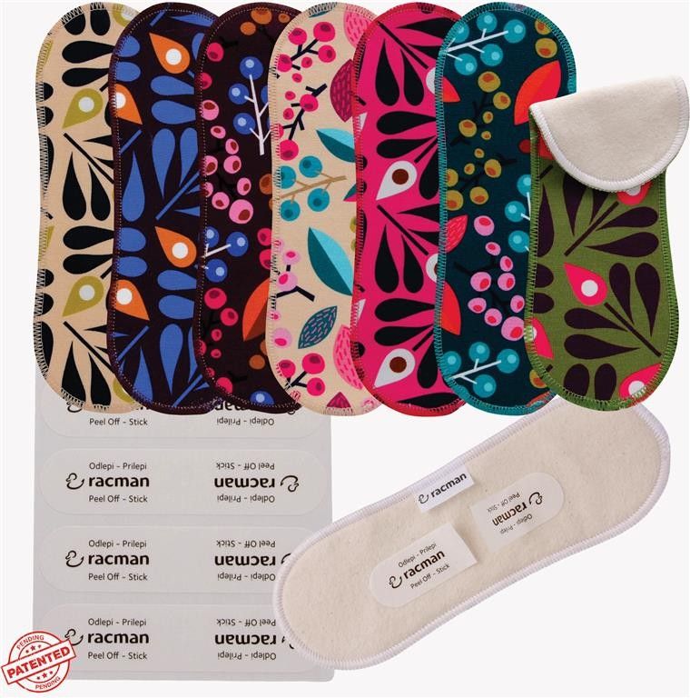 Wingless Reusable Cloth Panty Liners with Adhesive Stickers; Wingless Thin Washable Daily Pads for Women, Girls and Teens, Organic Cotton or Bamboo Feminine Liners for Normal Vaginal Discharge MADE IN EU; NOT for Menstrual Period