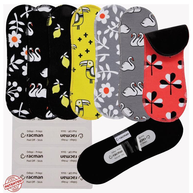 Wingless Reusable Cloth Panty Liners with Adhesive Stickers; Wingless Thin Washable Daily Pads for Women, Girls and Teens, Organic Cotton or Bamboo Feminine Liners for Normal Vaginal Discharge MADE IN EU; NOT for Menstrual Period