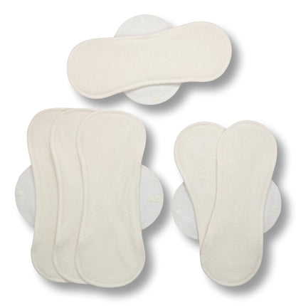 Racman Reusable Cloth Menstrual Pads for Period with Wings; Washable Sanitary Towels for Women, Girls and Teens, Organic Cotton or Bamboo Feminine Liners MADE IN EU; for light and heavy flow, incontinence; also proudly manufactured under other trusted brand names like Natissy