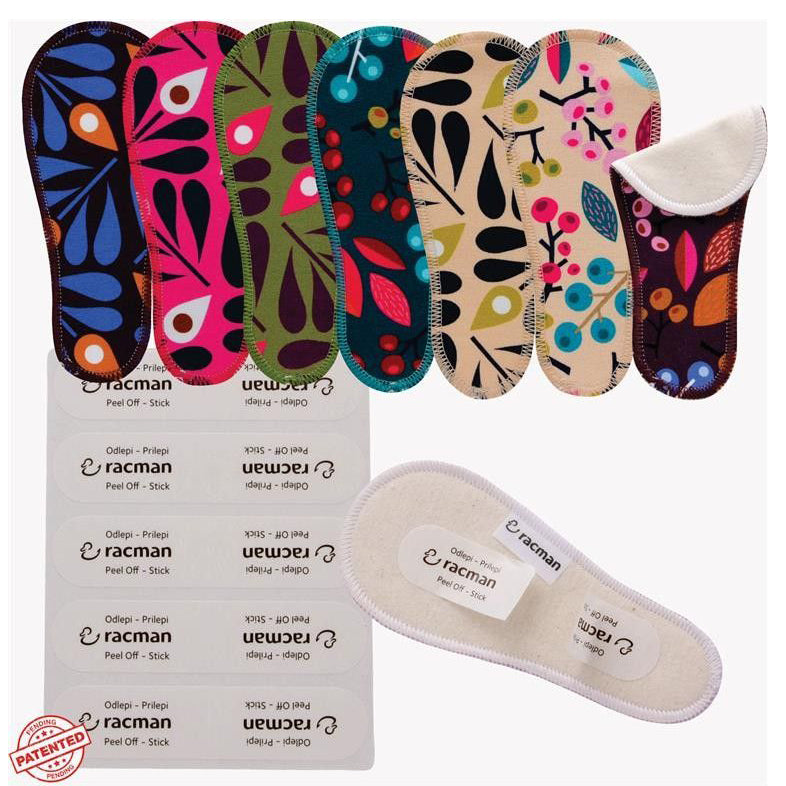 Wingless Reusable Tanga Cloth Panty Liners with Adhesive Stickers for Normal or Heavy Feminine Discharge; Organic Cotton or Bamboo Wingless Washable Daily Thong Pads for Women, Girls and Teens, MADE IN EU; NOT for Menstrual Period