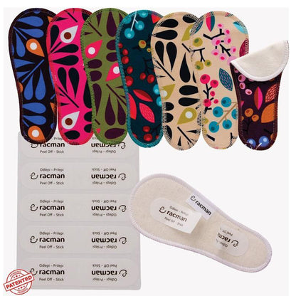 Wingless Reusable Tanga Cloth Panty Liners with Adhesive Stickers for Normal or Heavy Feminine Discharge; Organic Cotton or Bamboo Wingless Washable Daily Thong Pads for Women, Girls and Teens, MADE IN EU; NOT for Menstrual Period