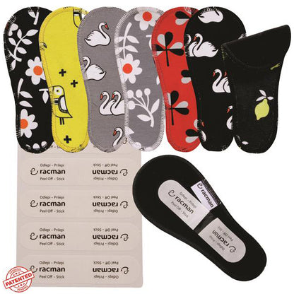 Wingless Reusable Tanga Cloth Panty Liners with Adhesive Stickers for Normal or Heavy Feminine Discharge; Organic Cotton or Bamboo Wingless Washable Daily Thong Pads for Women, Girls and Teens, MADE IN EU; NOT for Menstrual Period