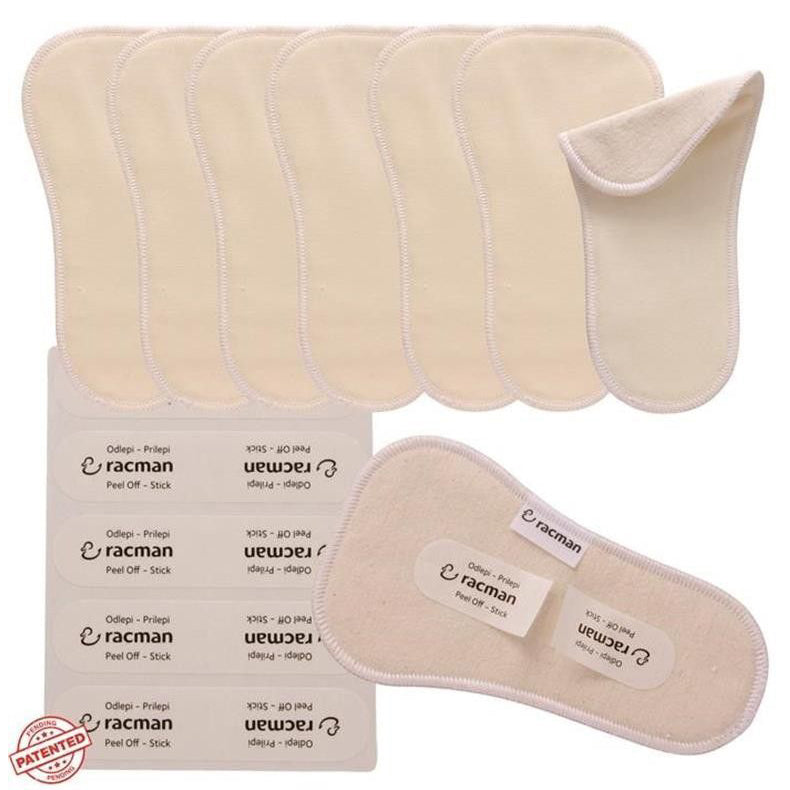 Wingless Camel Toe Reusable Cloth Panty Liners with Adhesive Stickers; Wingless Thin Washable Camel Toe Daily Pads for Women, Girls and Teens, Organic Cotton or Bamboo Feminine Liners for Normal Vaginal Discharge MADE IN EU; NOT for Menstrual Period