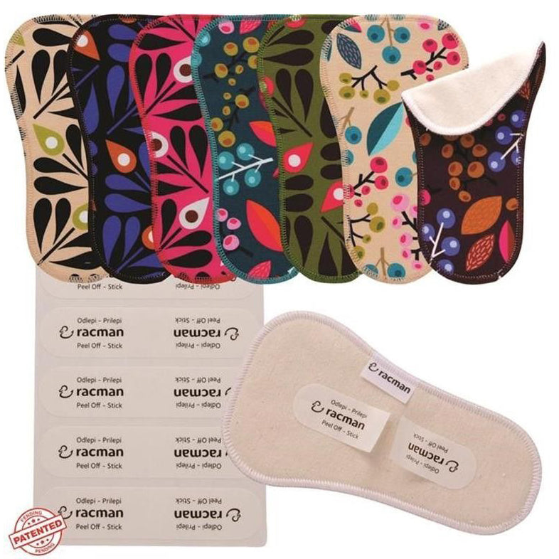 Wingless Camel Toe Reusable Cloth Panty Liners with Adhesive Stickers; Wingless Thin Washable Camel Toe Daily Pads for Women, Girls and Teens, Organic Cotton or Bamboo Feminine Liners for Normal Vaginal Discharge MADE IN EU; NOT for Menstrual Period