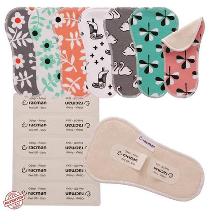 Wingless Camel Toe Reusable Cloth Panty Liners with Adhesive Stickers; Wingless Thin Washable Camel Toe Daily Pads for Women, Girls and Teens, Organic Cotton or Bamboo Feminine Liners for Normal Vaginal Discharge MADE IN EU; NOT for Menstrual Period