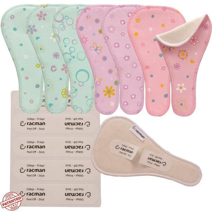 Wingless Camel Toe Reusable Tanga Cloth Panty Liners with Adhesive Stickers for Normal or Heavy Feminine Discharge; Organic Cotton or Bamboo Wingless Camel Toe Washable Daily Thong Pads for Women, Girls and Teens, MADE IN EU; NOT for Menstrual Period