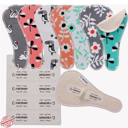 Wingless Camel Toe Reusable Tanga Cloth Panty Liners with Adhesive Stickers for Normal or Heavy Feminine Discharge; Organic Cotton or Bamboo Wingless Camel Toe Washable Daily Thong Pads for Women, Girls and Teens, MADE IN EU; NOT for Menstrual Period