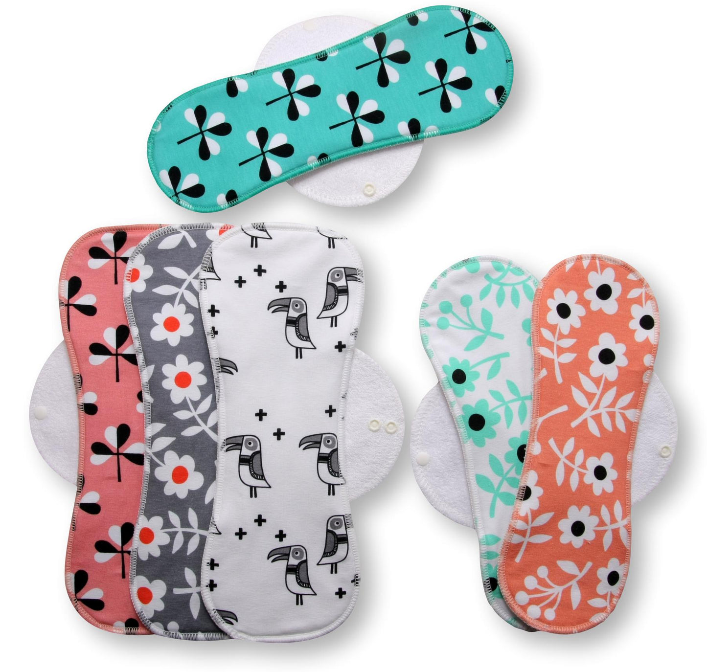 Racman Reusable Cloth Menstrual Pads for Period with Wings; Washable Sanitary Towels for Women, Girls and Teens, Organic Cotton or Bamboo Feminine Liners MADE IN EU; for light and heavy flow, incontinence; also proudly manufactured under other trusted brand names like Natissy