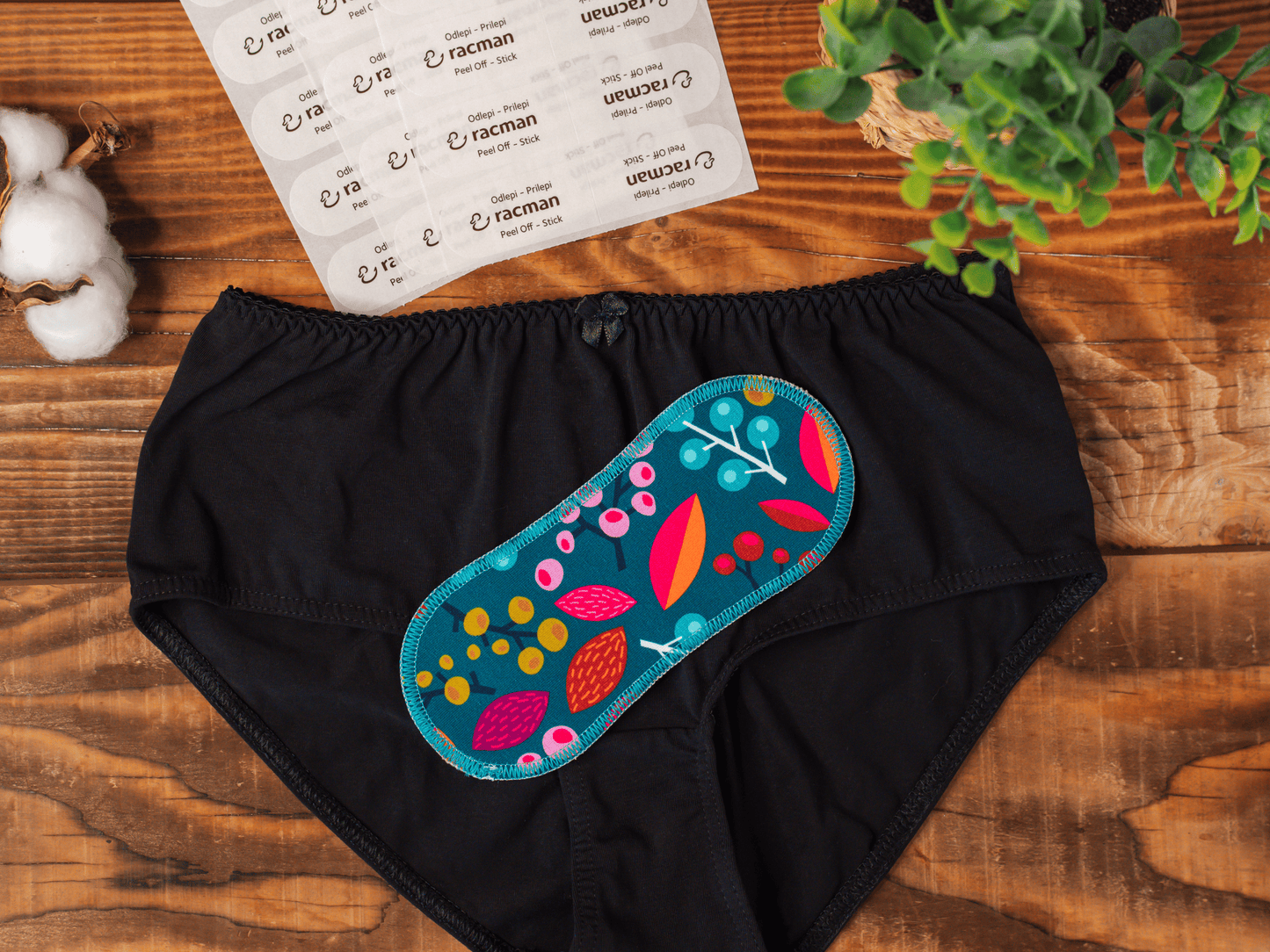 Adhesive Stickers for Wingless Reusable Cloth Menstrual Pads for Period or with Wings; Washable Sanitary Towels for Women, Girls and Teens, Organic Cotton or Bamboo Feminine Liners MADE IN EU; light heavy flow, incontinence; Wingless Cloth Panty Liners; Thin Washable Daily Pads Vaginal Discharge