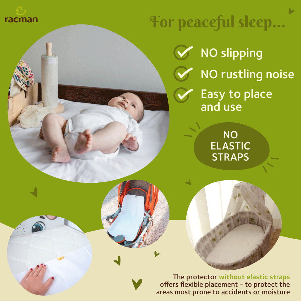 Washable Waterproof Mattress Protector for Babies and Kids, with or without Elastic Straps; Reusable Breathable Soft Cotton Mattress Protection Sheet for Heavy Menstruation; Thin Non Slip Waterproof Underpad for Bassinet, Crib and Children Bedwetting; Toddler Moisture Barrier Bed Puddle Pad; Machine Washable Eco Friendly Alternative to Disposable Mattress Covers