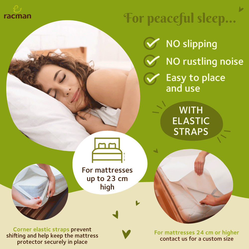 Washable Waterproof Mattress Protector for Single/Twin Size Bed, with or without Elastic Straps; Reusable Breathable Soft Cotton Mattress Protection Sheet for Heavy Menstruation; Thin Non Slip Waterproof Underpad for Adults, Elderly and Children Bedwetting; Incontinence Moisture Barrier Bed Pad; Machine Washable Eco Friendly Alternative to Disposable Mattress Covers