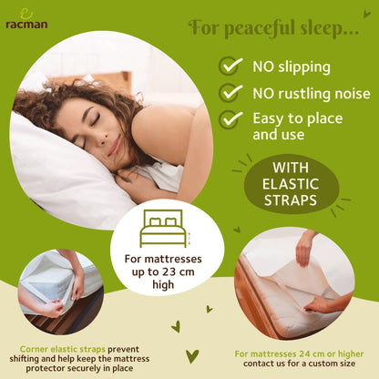 Washable Waterproof Mattress Protector for Single/Twin Size Bed, with or without Elastic Straps; Reusable Breathable Soft Cotton Mattress Protection Sheet for Heavy Menstruation; Thin Non Slip Waterproof Underpad for Adults, Elderly and Children Bedwetting; Incontinence Moisture Barrier Bed Pad; Machine Washable Eco Friendly Alternative to Disposable Mattress Covers