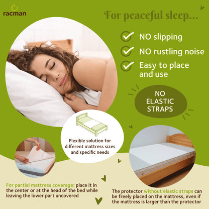 Washable Waterproof Mattress Protector for Single/Twin Size Bed, with or without Elastic Straps; Reusable Breathable Soft Cotton Mattress Protection Sheet for Heavy Menstruation; Thin Non Slip Waterproof Underpad for Adults, Elderly and Children Bedwetting; Incontinence Moisture Barrier Bed Pad; Machine Washable Eco Friendly Alternative to Disposable Mattress Covers