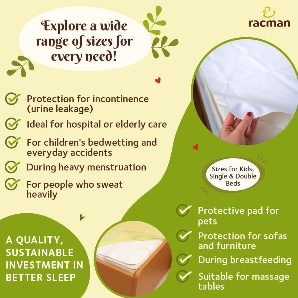 Washable Waterproof Mattress Protector for Babies and Kids, with or without Elastic Straps; Reusable Breathable Soft Cotton Mattress Protection Sheet for Heavy Menstruation; Thin Non Slip Waterproof Underpad for Bassinet, Crib and Children Bedwetting; Toddler Moisture Barrier Bed Puddle Pad; Machine Washable Eco Friendly Alternative to Disposable Mattress Covers