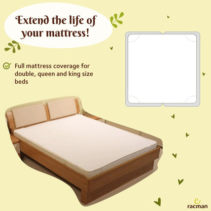 Washable Waterproof Mattress Protector for Double, Queen or King Size Bed, with or without Elastic Straps; Reusable Breathable Soft Cotton Mattress Protection Sheet for Heavy Menstruation; Thin Non Slip Waterproof Underpad for Adults, Elderly and Children Bedwetting; Incontinence Moisture Barrier Bed Pad; Machine Washable Eco Friendly Alternative to Disposable Mattress Covers