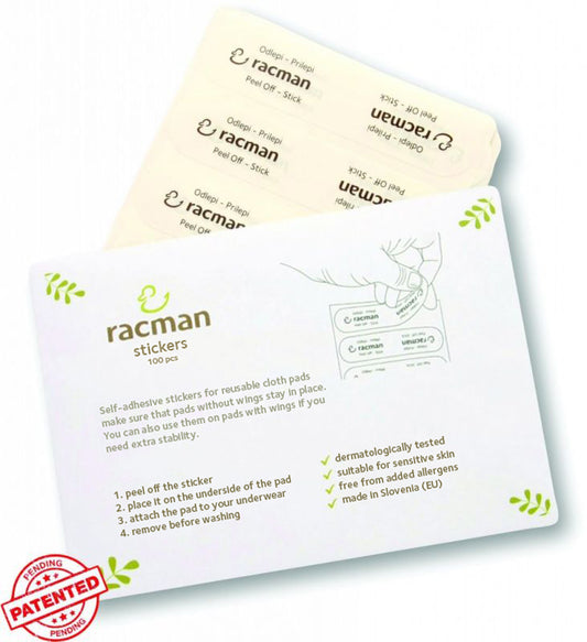 Adhesive Stickers for Wingless Reusable Cloth Menstrual Pads for Period or with Wings; Washable Sanitary Towels for Women, Girls and Teens, Organic Cotton or Bamboo Feminine Liners MADE IN EU; light heavy flow, incontinence; Wingless Cloth Panty Liners; Thin Washable Daily Pads Vaginal Discharge