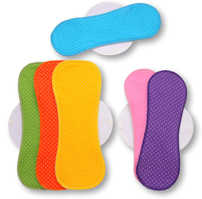 Reusable Cloth Menstrual Pads 6-Pack (L, XL) - white wings